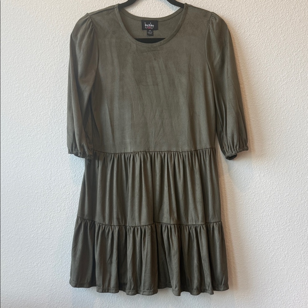 by & by Olive Green Kids Casual Dress